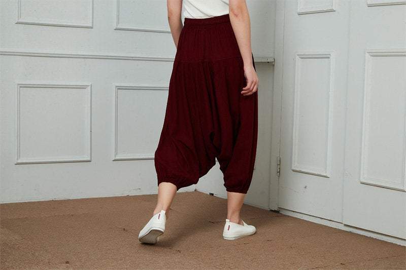Harem Pants, linen pants, Harem Pants Women, red linen pants, linen casual pants, womens pants, Boho Pants, Hippie Pants C1458