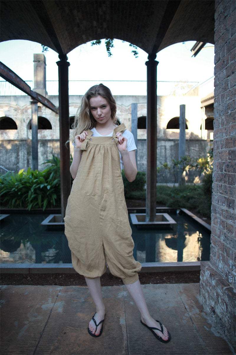 linen jumpsuit, linen jumpsuit women, Washed linen overall, Linen overall, oversized jumpsuit C1503