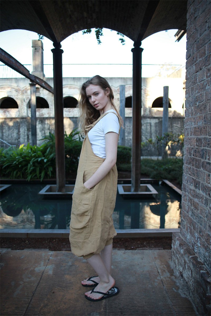 linen jumpsuit, linen jumpsuit women, Washed linen overall, Linen overall, oversized jumpsuit C1503