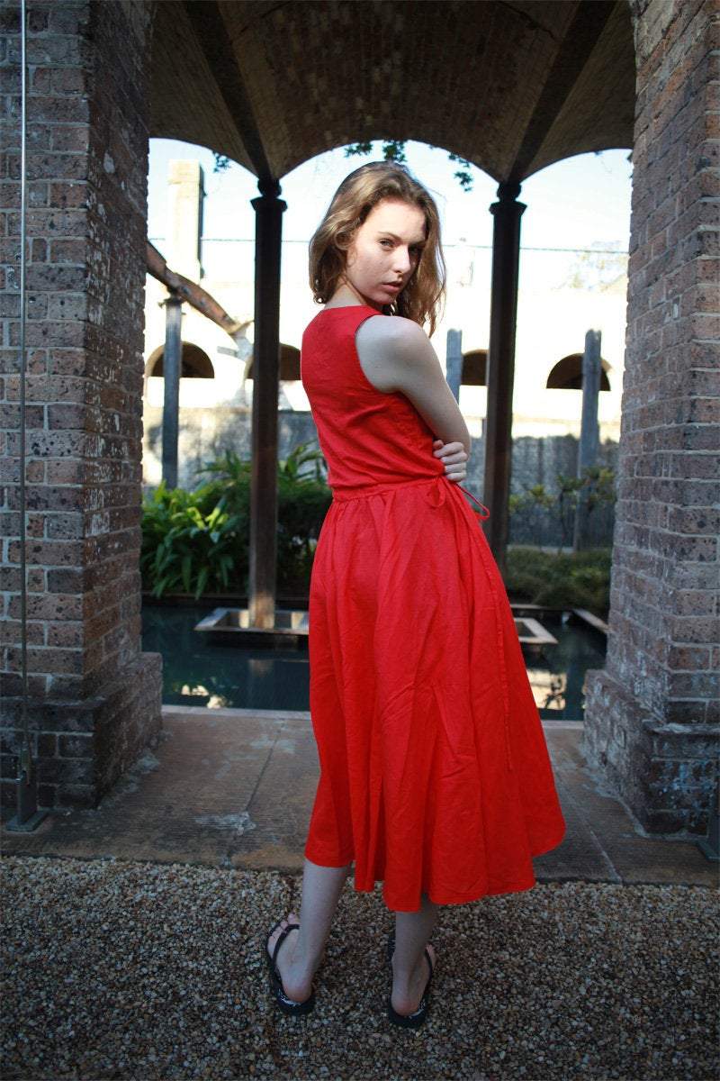 Linen dress, Boho dress, long linen dress, drawing string dress, linen casual dress, sleeveless dress, womens dresses
