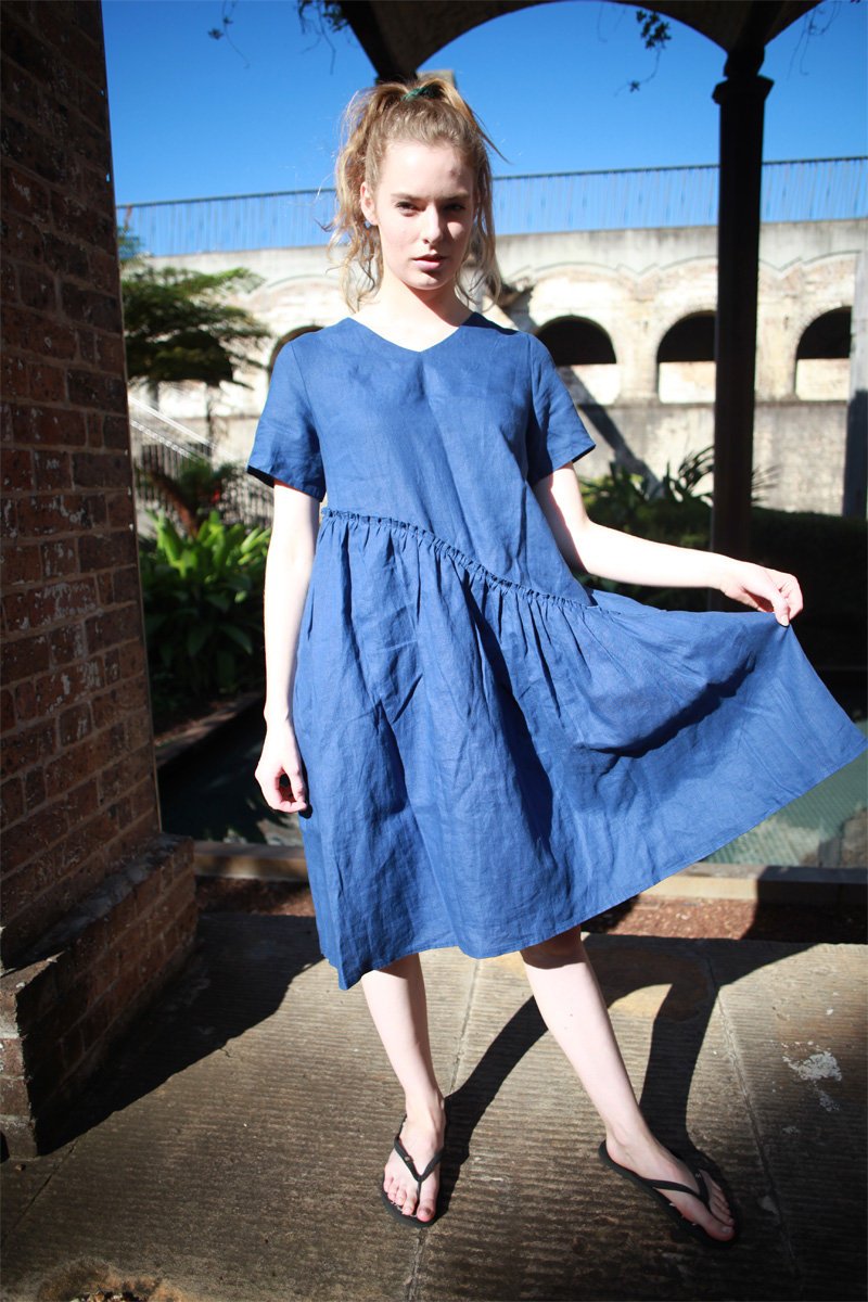 Tunic dress, mini linen dress, linen dress, oversized dress, womens dresses, simple linen dress, blue dress, summer dress C1489