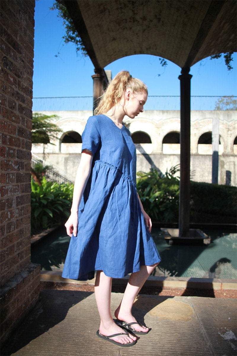 Tunic dress, mini linen dress, linen dress, oversized dress, womens dresses, simple linen dress, blue dress, summer dress C1489