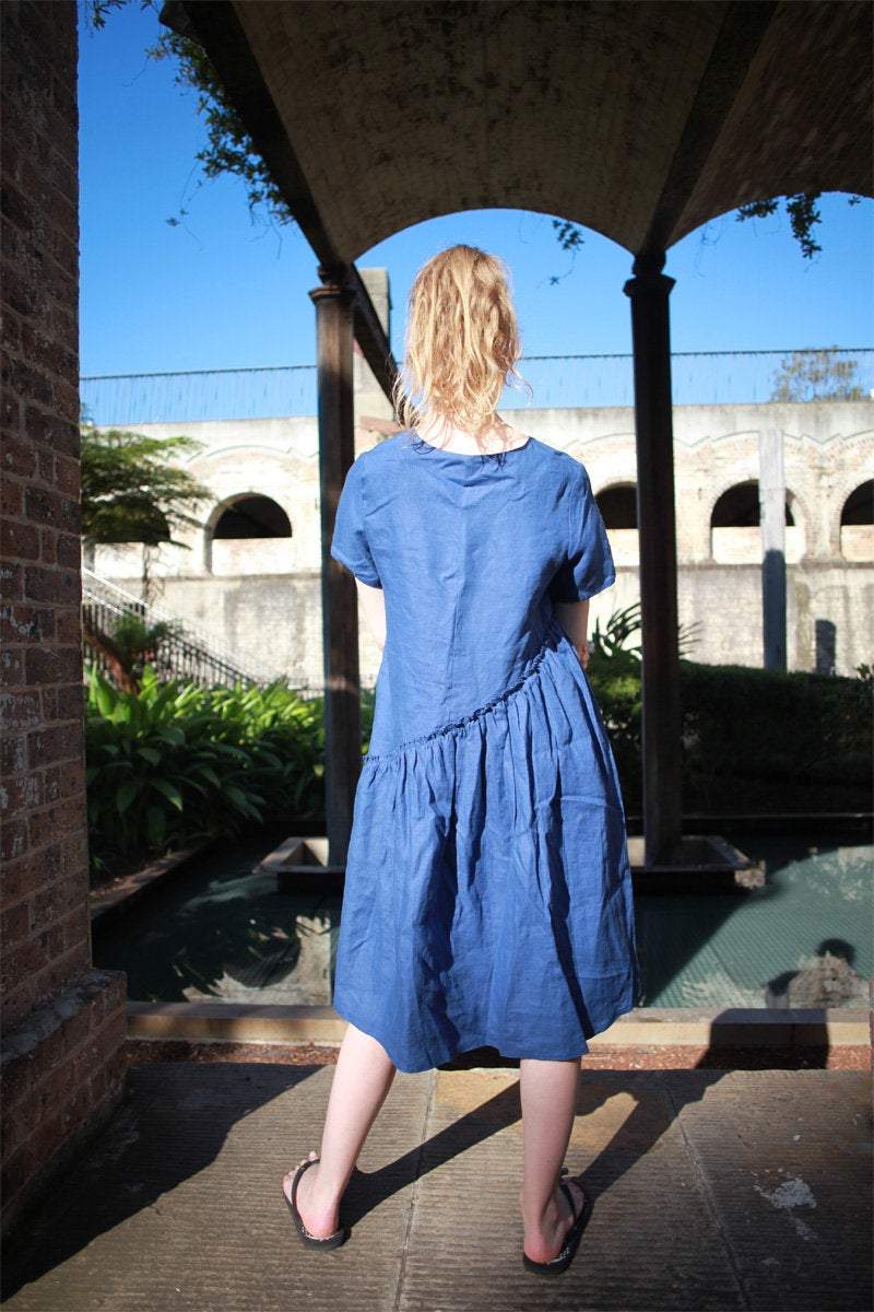Tunic dress, mini linen dress, linen dress, oversized dress, womens dresses, simple linen dress, blue dress, summer dress C1489