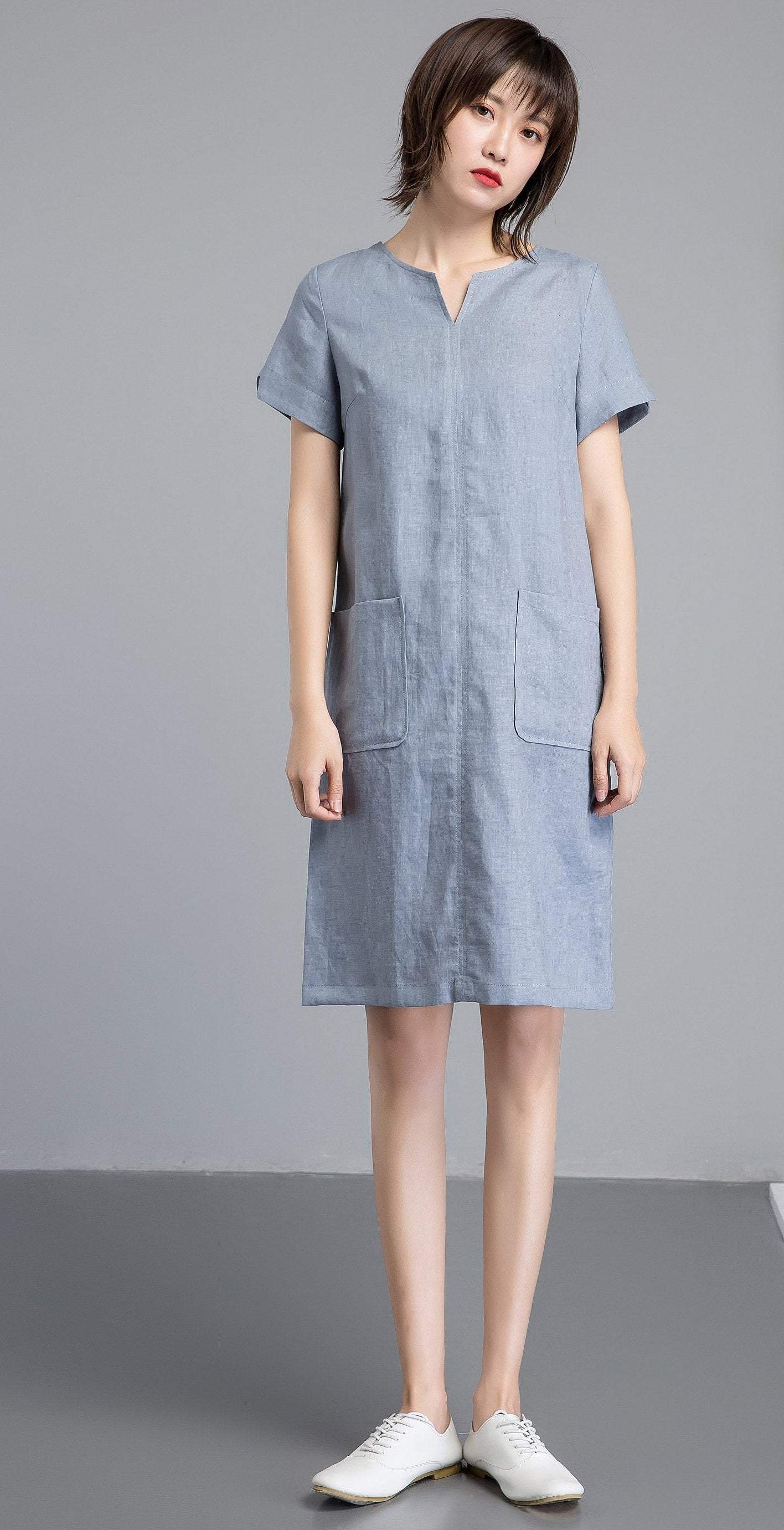 Shift dress, Linen simple dress, Basic linen dress, Loose linen dress, Washed linen dress, Linen tunic, womens dresses C1258