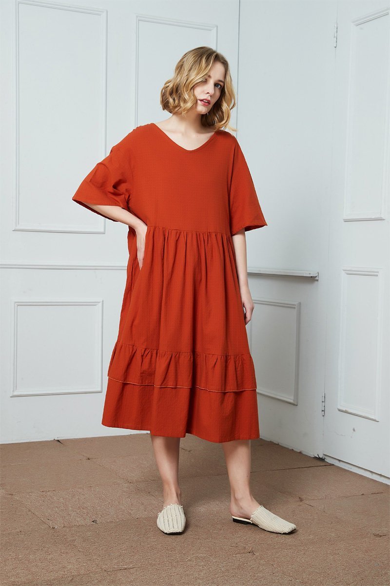 orange cotton midi dress Reiss Rowe Cotton Halterneck Belted Midi Dress