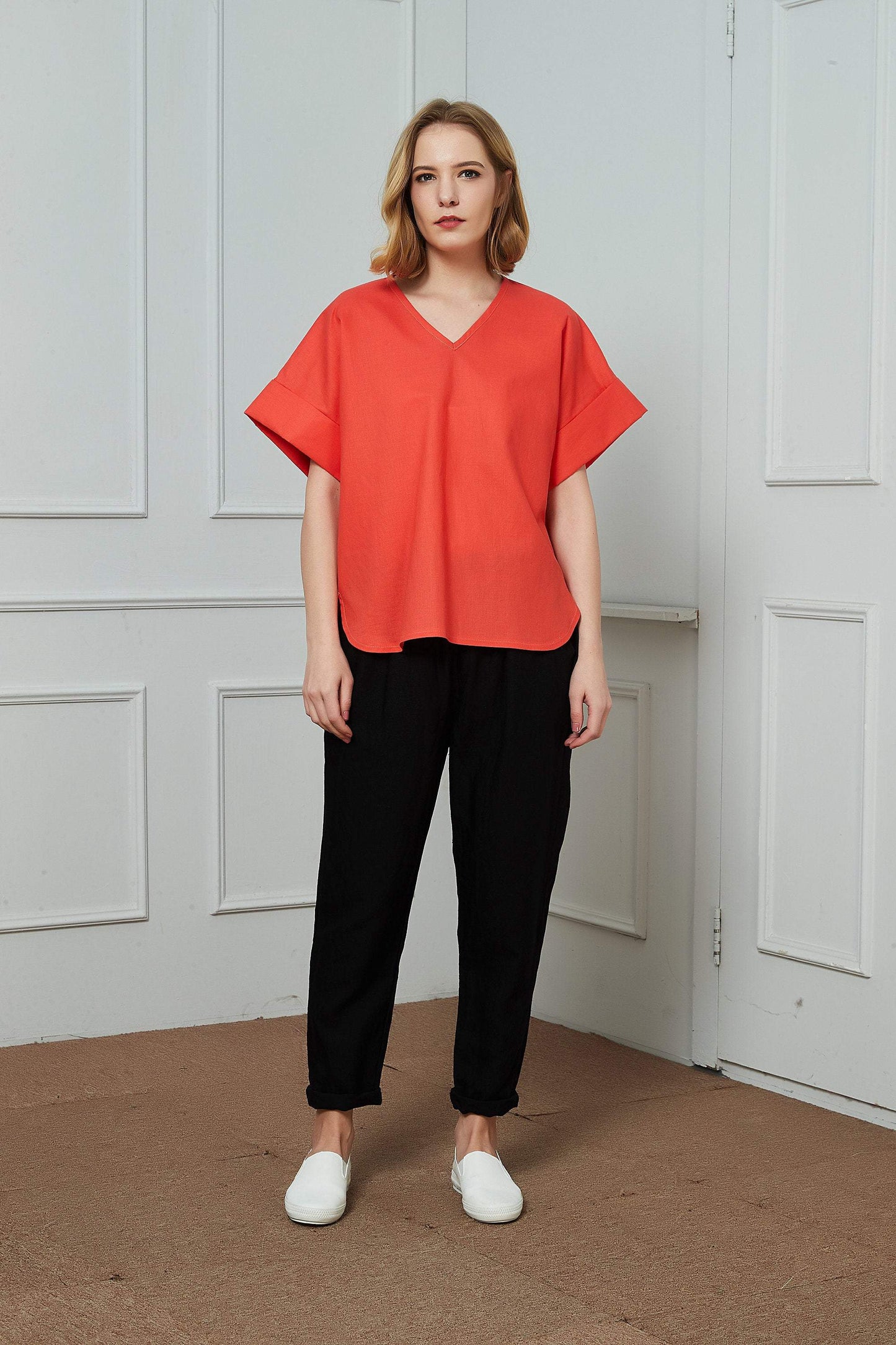 Linen top, oversized linen top, linen top for summer, simple linen top, womens linen top