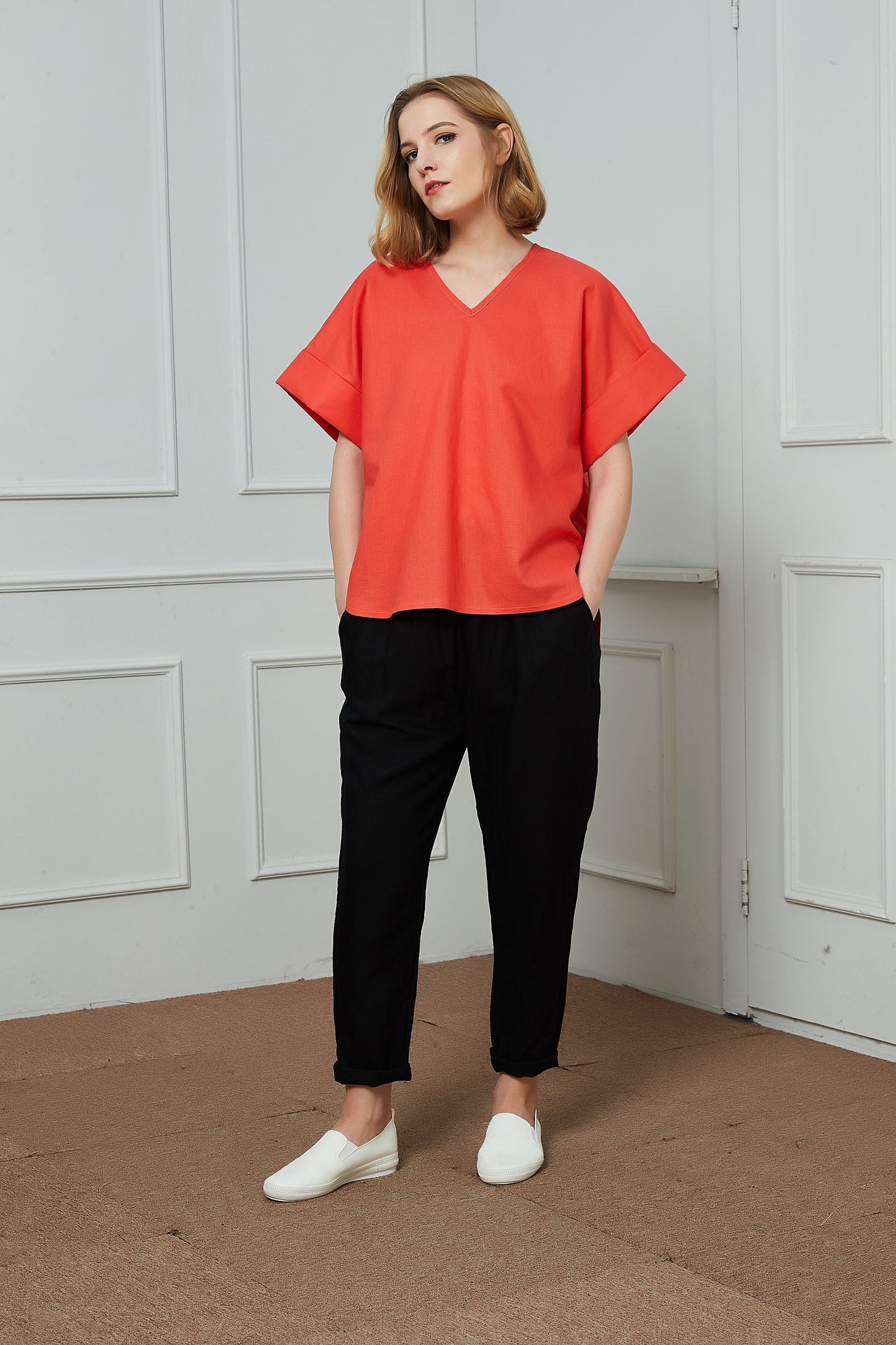 Linen top, oversized linen top, linen top for summer, simple linen top, womens linen top