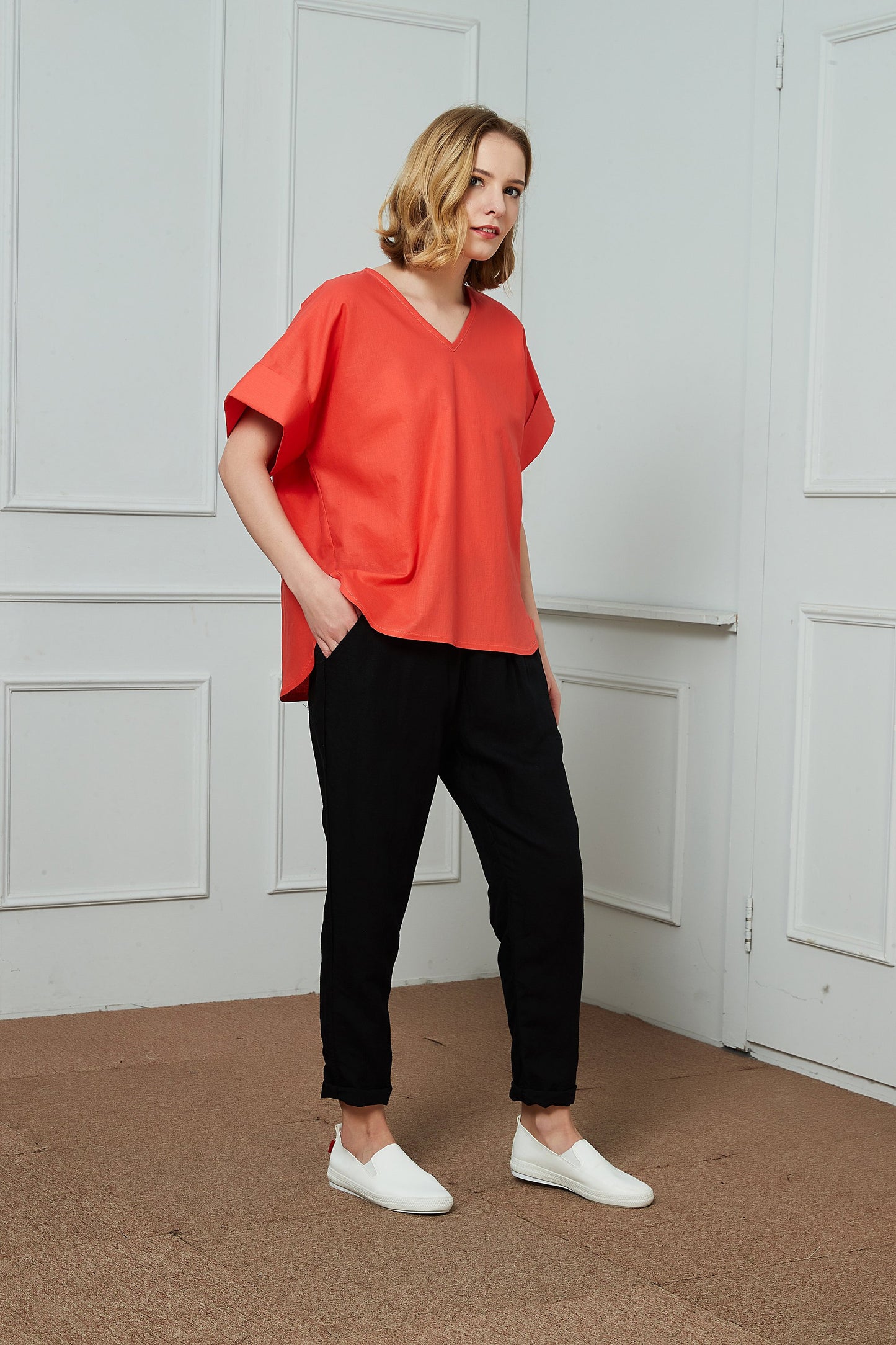 Linen top, oversized linen top, linen top for summer, simple linen top, womens linen top