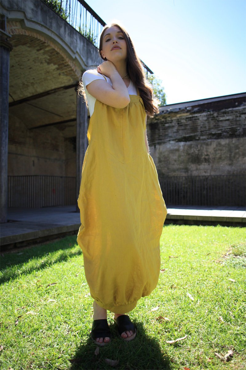 Yellow Pinafore dress, linen dress, maxi linen dress, Linen pinafore dress, overalls dress, womens overalls, summer dress