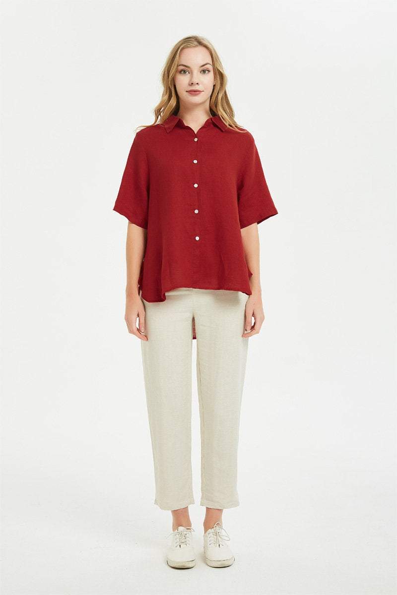 Linen shirt/ Oversized linen shirt/ Washed linen clothes/ Linen blouse/ Linen everyday shirt C1483