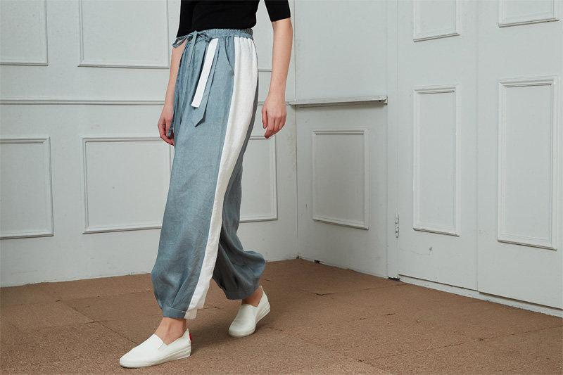 Oversize Linen Lantern Pants, Stylish Harem Pants for Women, Casual Drawstring Elastic Waist Pants, Street Chic Sport Harem Pant C1460