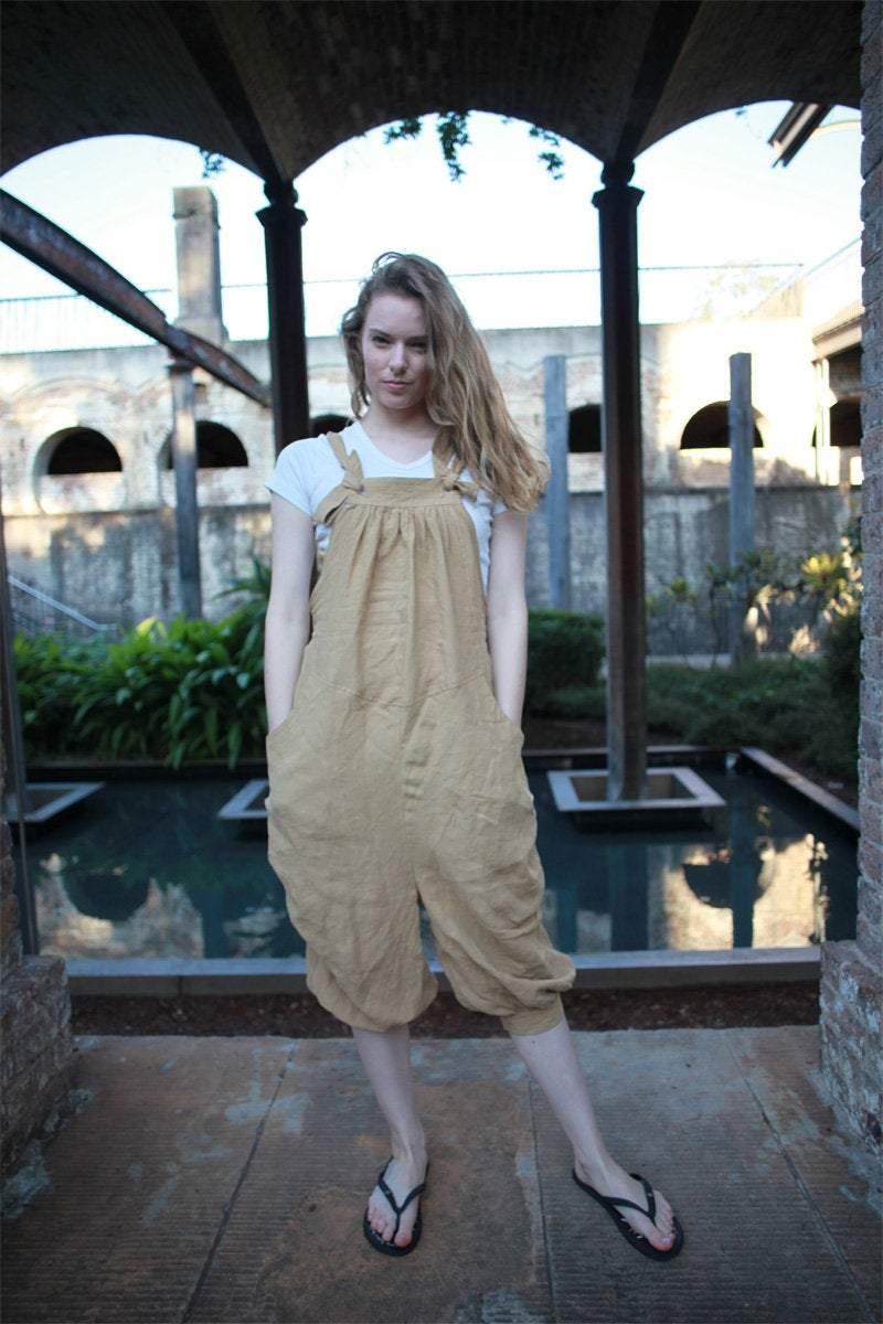 linen jumpsuit, linen jumpsuit women, Washed linen overall, Linen overall, oversized jumpsuit C1503