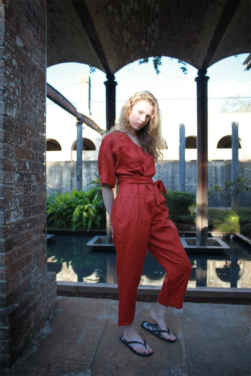 Washed long linen overall, Linen romper, Linen Jumpsuit Women, Oversized Jumpsuit, Linen jumpsuit, Loose linen Jumpsuit C1498
