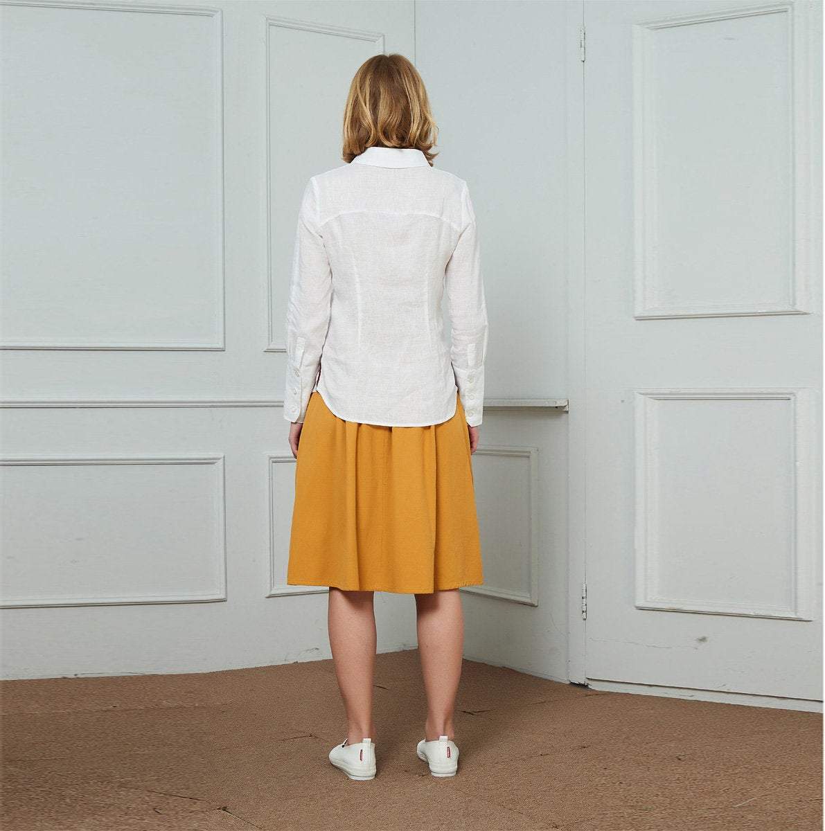 Slim perfect shirt in linen, classic collar shirt, womens linen shirt, linen shirt, white linen shirt, classic linen shirt C1456