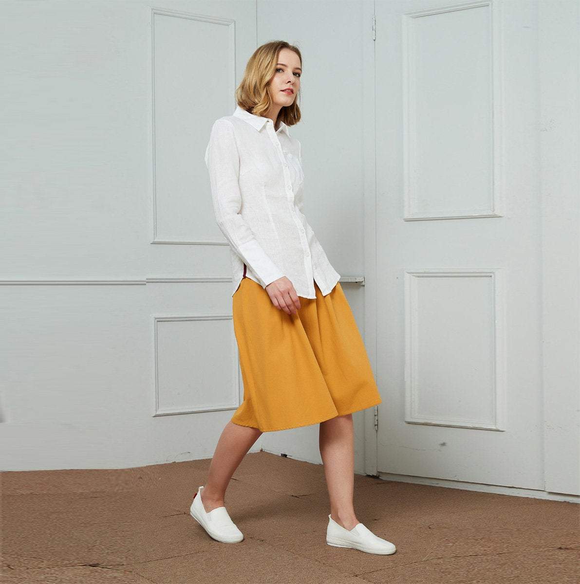 Slim perfect shirt in linen, classic collar shirt, womens linen shirt, linen shirt, white linen shirt, classic linen shirt C1456