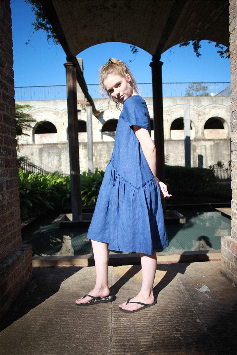 Tunic dress, mini linen dress, linen dress, oversized dress, womens dresses, simple linen dress, blue dress, summer dress C1489