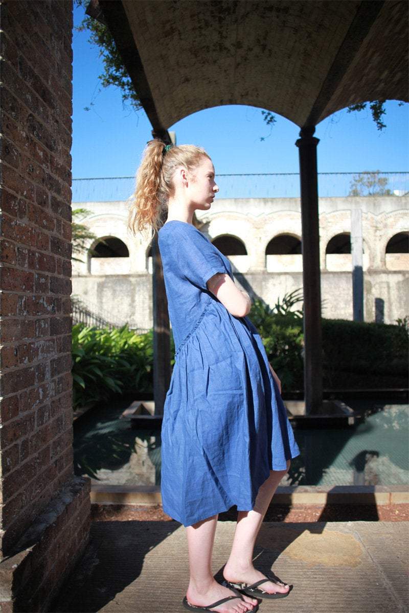 Tunic dress, mini linen dress, linen dress, oversized dress, womens dresses, simple linen dress, blue dress, summer dress C1489