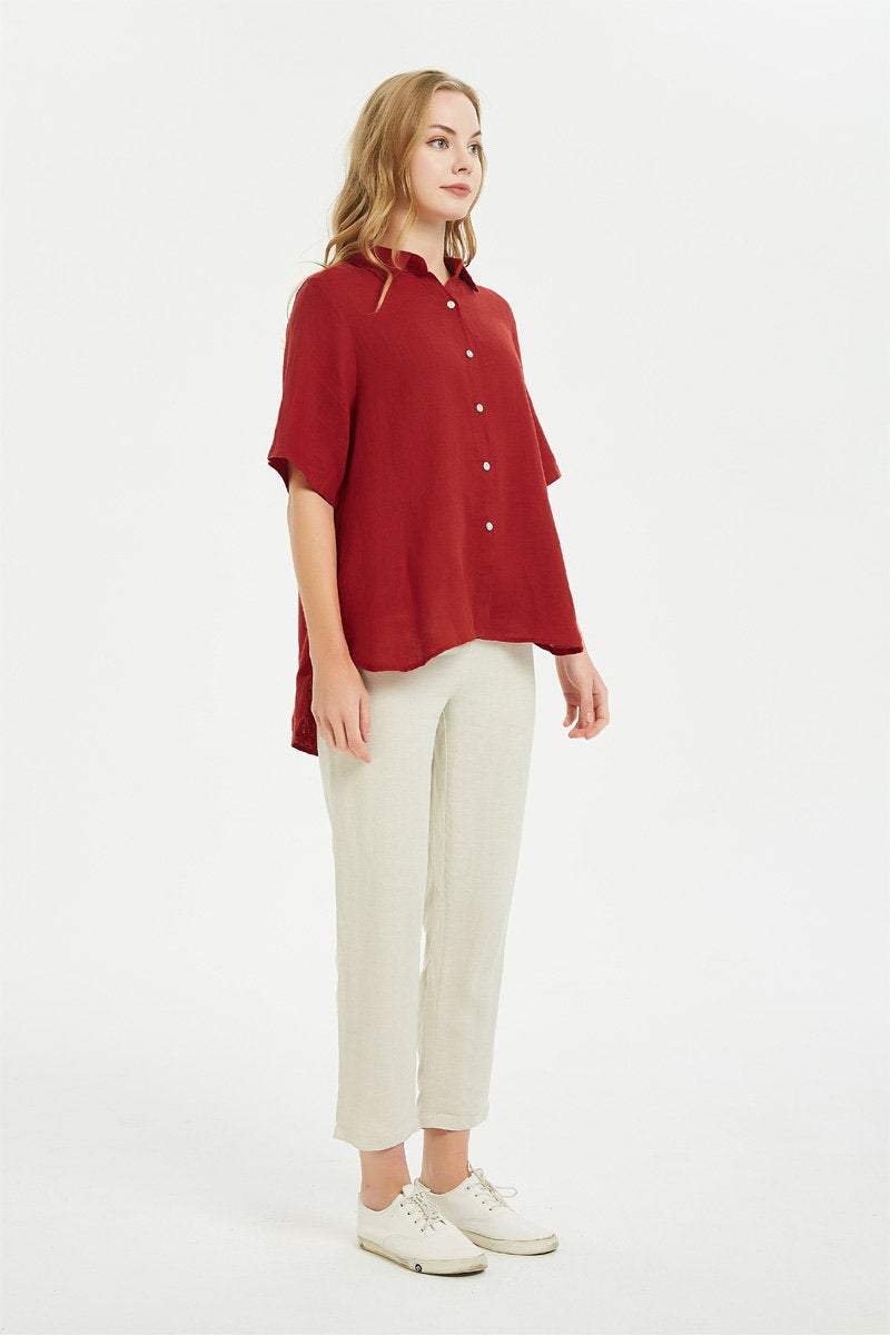 Linen pants, Vintage linen Cropped Trouser Pants, linen Straight Leg pants, Linen Pull-On Pants C1465