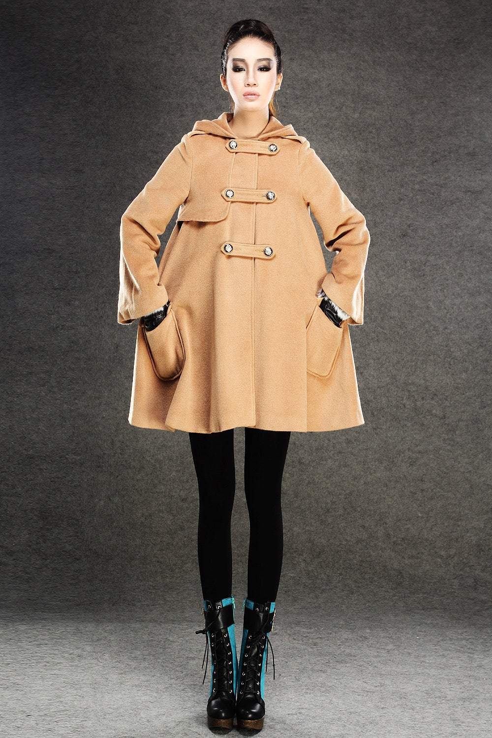 Brown wool cape, short wool cape, womens wool cape, winter wool cape, warm wool cape, loose cape, pockets wool cape C132