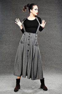 button front wool suspender skirt C048