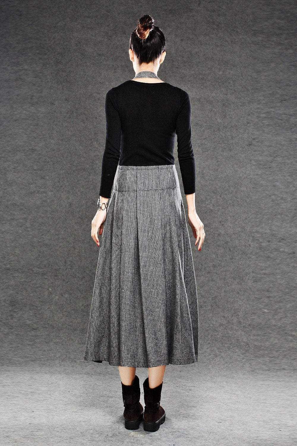 button front wool suspender skirt C048