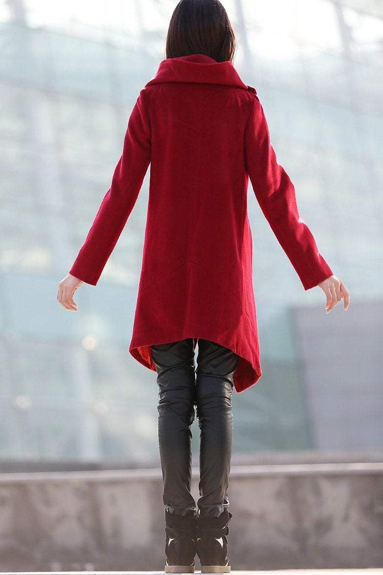 Winter coat, jacket, winter coats for women, red coat, winter coat, coat, womens coats, womens jackets, wool coat, Asymmetrical coat C179