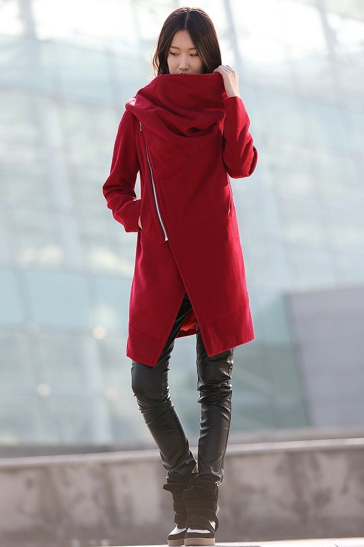 Winter coat, jacket, winter coats for women, red coat, winter coat, coat, womens coats, womens jackets, wool coat, Asymmetrical coat C179