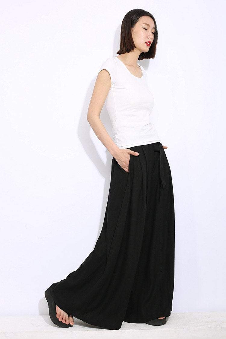 black pants, palazzo pants, linen pants, womens pants, wide legged pants, womens palazzo pants, maxi pants, black linen pants C312