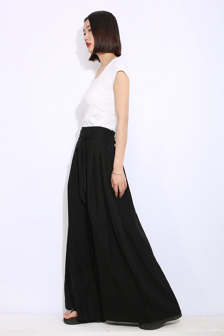 black pants, palazzo pants, linen pants, womens pants, wide legged pants, womens palazzo pants, maxi pants, black linen pants C312