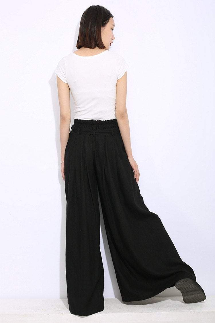 black pants, palazzo pants, linen pants, womens pants, wide legged pants, womens palazzo pants, maxi pants, black linen pants C312