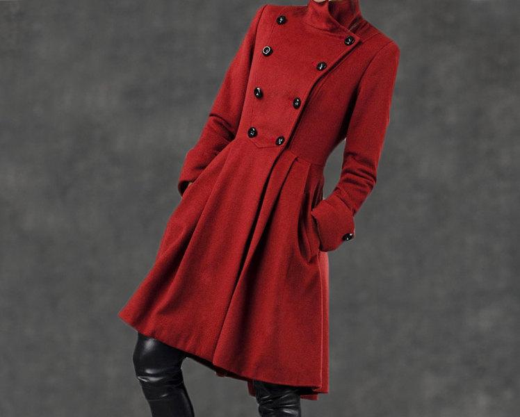 Asymmetrical Military wool Coat jacket C788