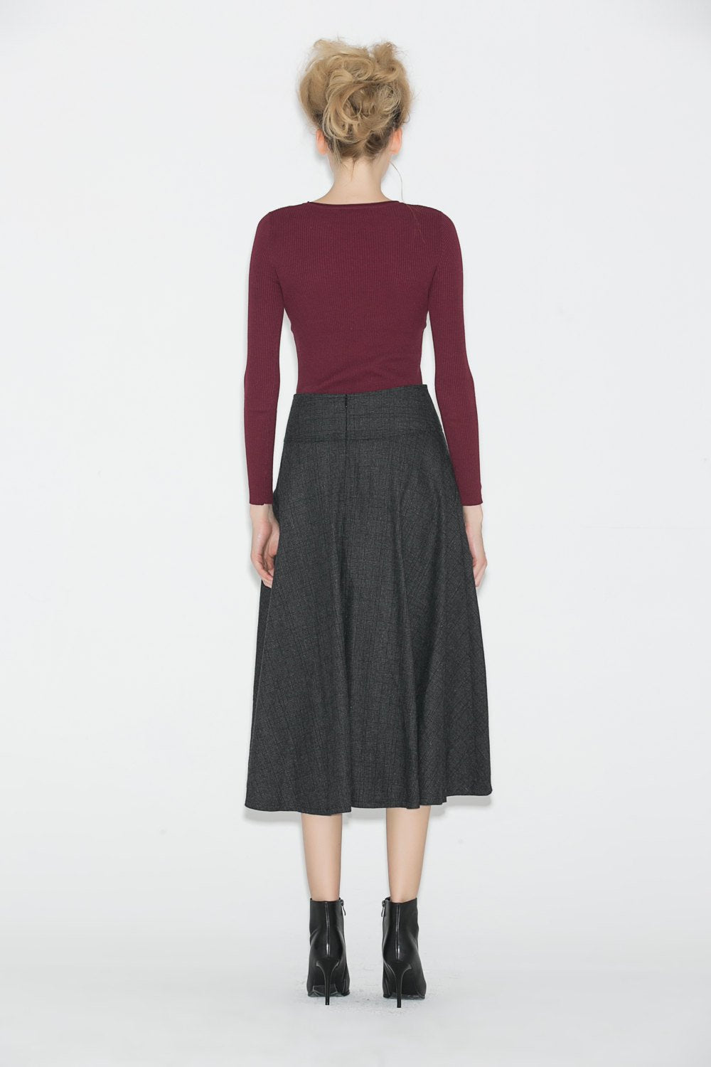 Gray skirt, wool skirt, midi skirt, womens skirt, warm skirt, winter skirt, gray wool skirt, warm winter skirt, womens wool skirt (C707)