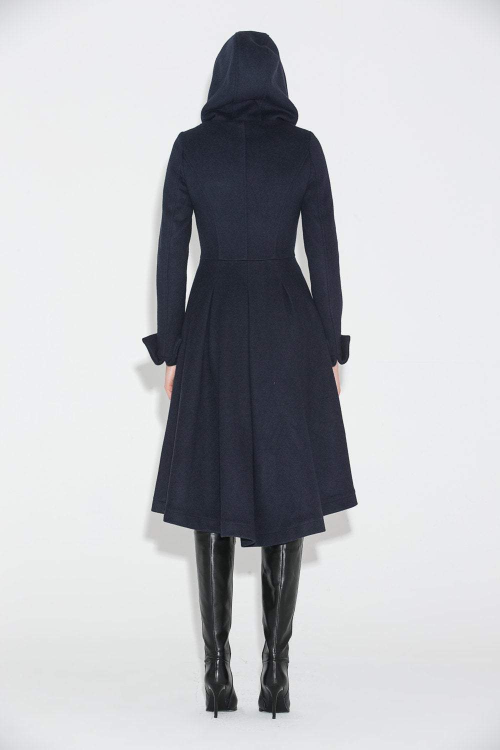 Blue wool coat, wool coat, Winter Coat, Hooded coat, womens coats, military Coat, coats, asymmetrical coat, long coat C684