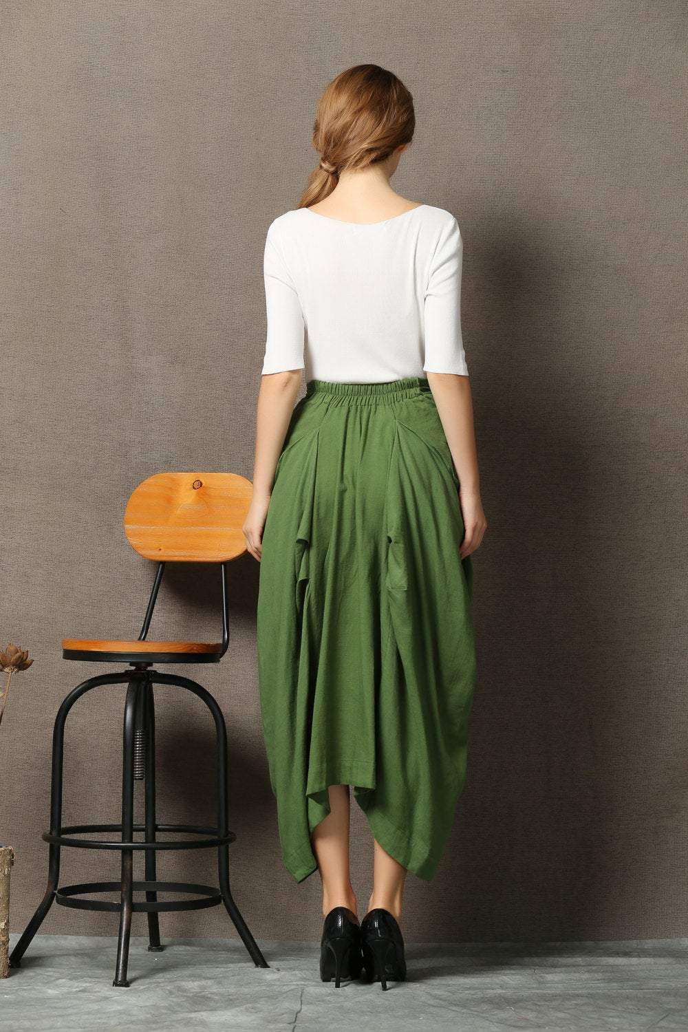 loose fitting Designer linen skirt C619