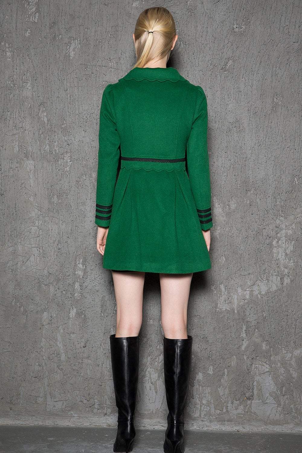 Green coat, warm coat, womens coat, wool coat, short jacket, warm coat, winter jacket, asymmetrical coat, unique jacket, coat C718