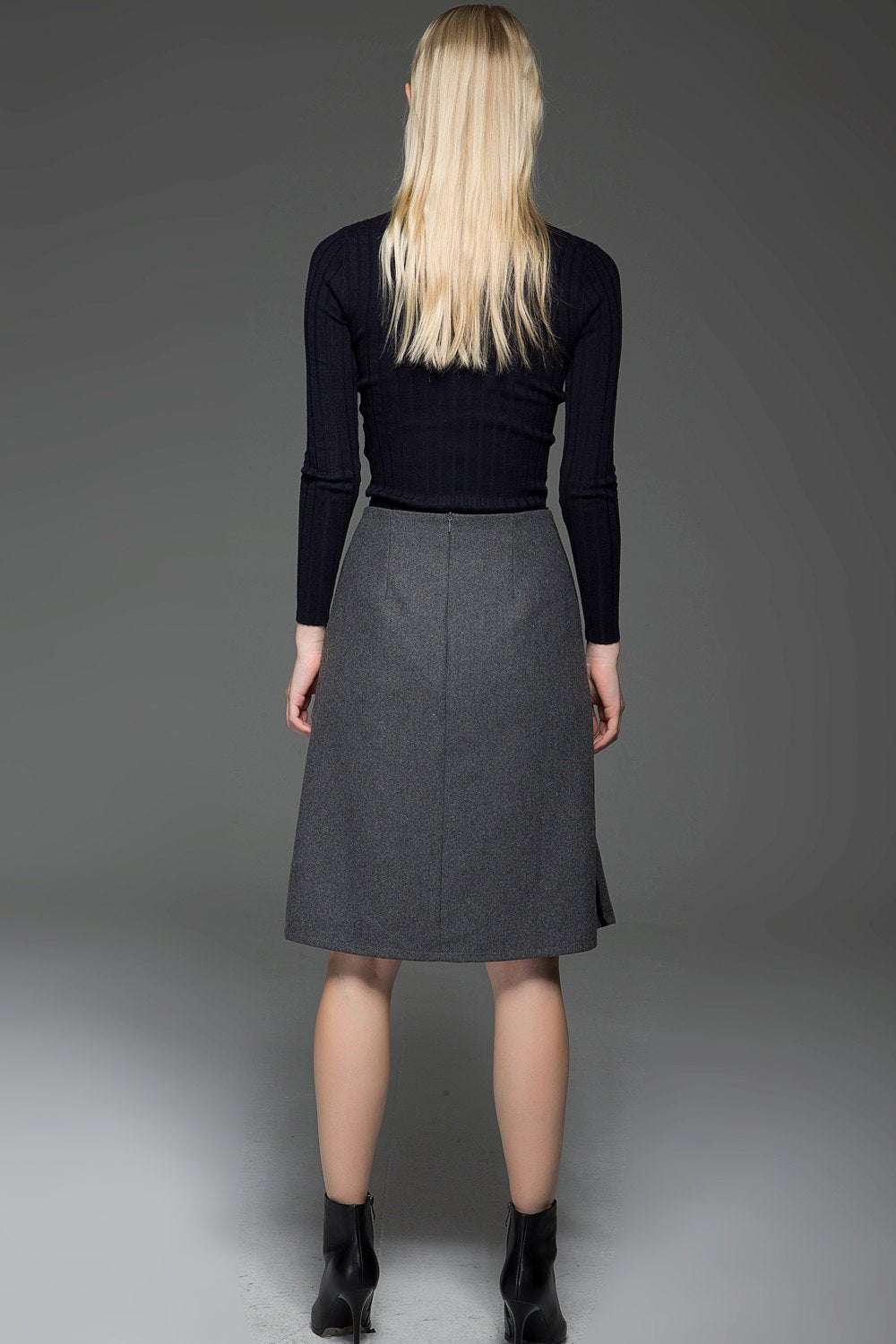 Gray skirt, wool skirt, winter skirt, womens skirts, midi skirt, gray wool skirt, office skirt, wool skirt women, winter wool skirt C774