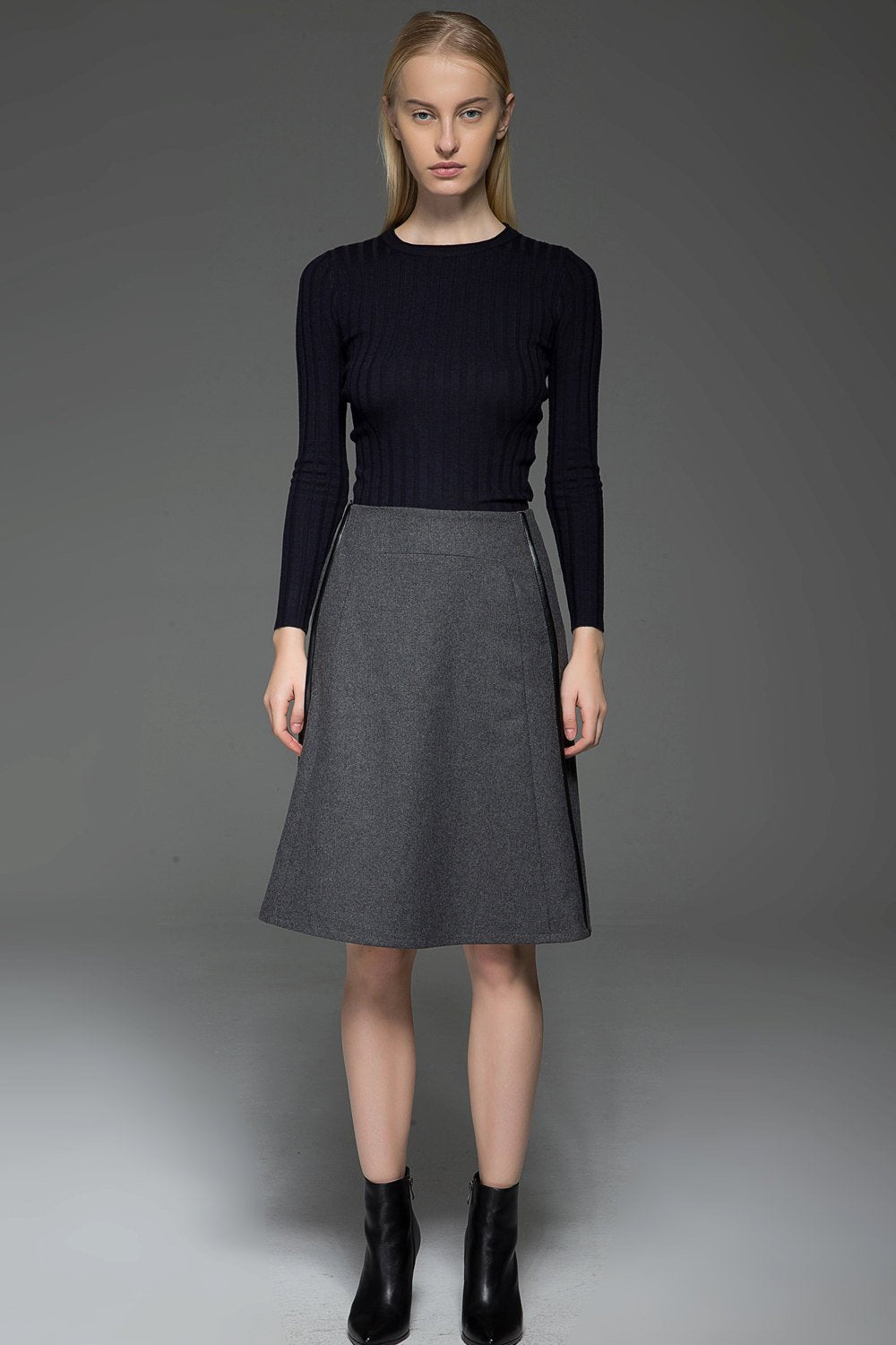 Gray skirt, wool skirt, winter skirt, womens skirts, midi skirt, gray wool skirt, office skirt, wool skirt women, winter wool skirt C774