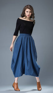 women's bubble linen skirt C826