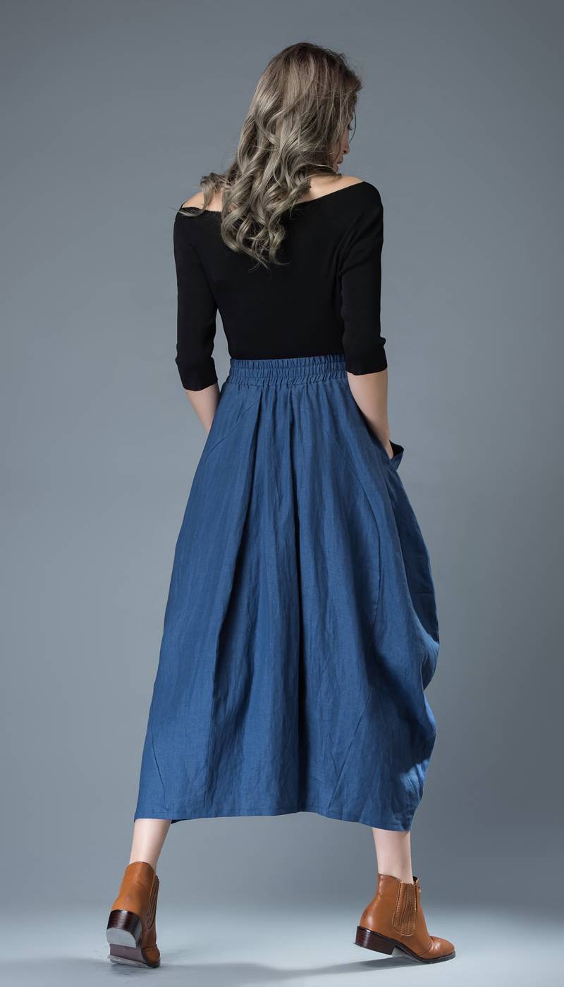 women's bubble linen skirt C826
