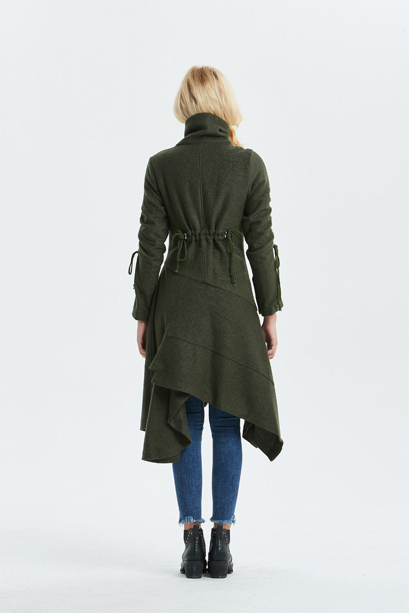 Asymmetrical Single Breasted Wool Coat C795