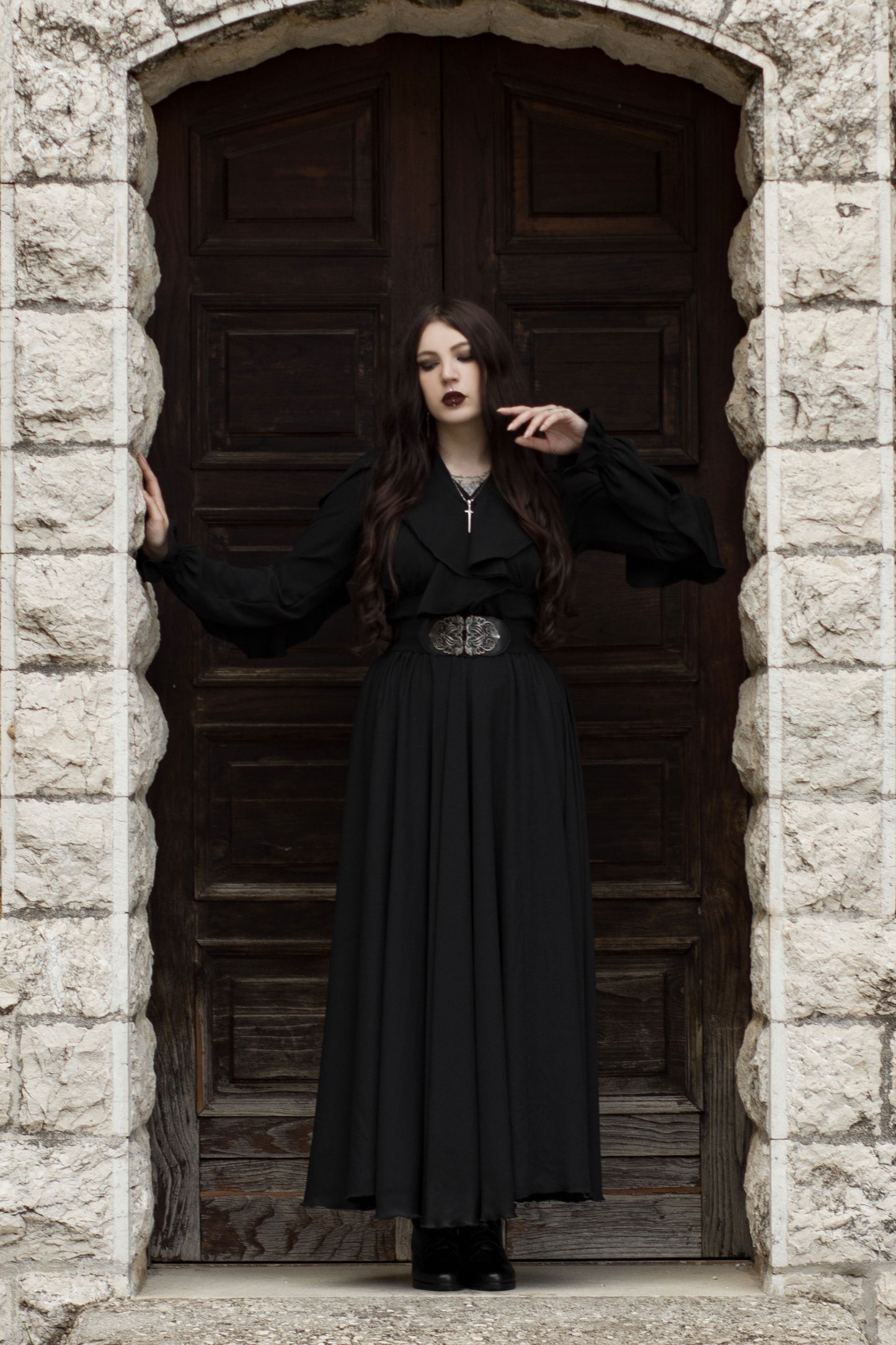 Black Chiffon Maxi Skirt c2895