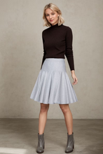 Load image into Gallery viewer, Pleated gray winter womens swing skirt C4379
