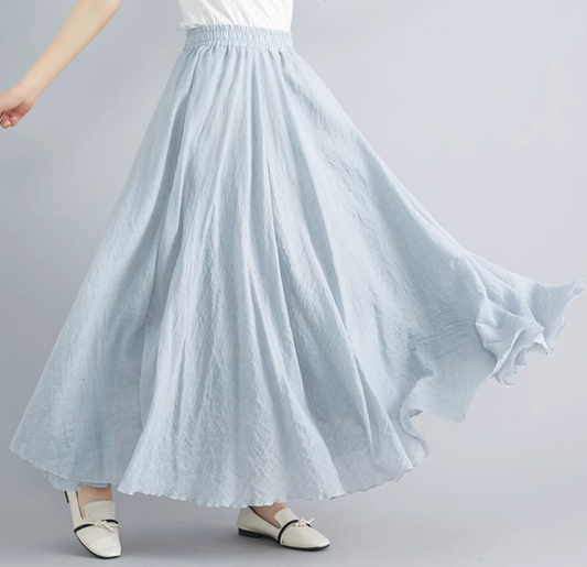 Summer swing linen skirt women C5023-10 (light gray)