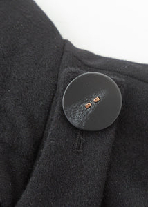 Black Hooded Long Wool Coat C4330