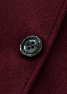 Burgundy Long Wool Coat Women C3693