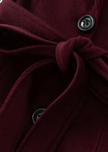 Load image into Gallery viewer, Burgundy Long Wool Coat Women C3693
