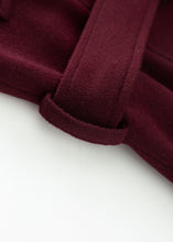 Load image into Gallery viewer, Burgundy Long Wool Coat Women C3693
