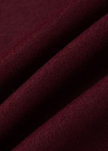 Burgundy Long Wool Coat Women C3693