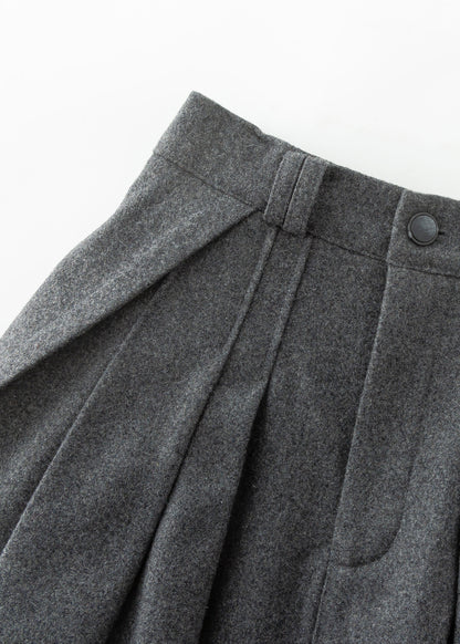 Gray Midi Wool Skirt Women C3553