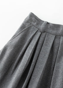 Gray Wool Skirt, Pleated Skirt, Womens Wool Skirt C3548